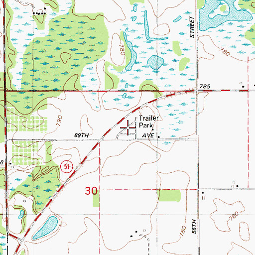 Topographic Map of Phelps Mobile Home Park, MI