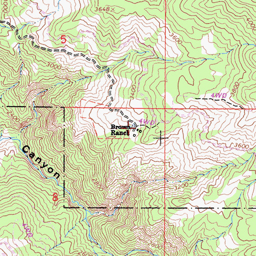 Topographic Map of Brown Ranch, CA
