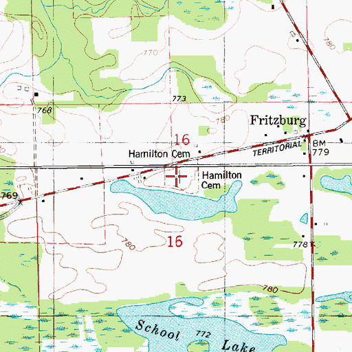 Topographic Map of Hamilton Cemetery, MI