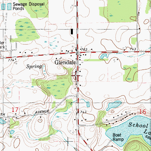 Topographic Map of Glendale Cemetery, MI