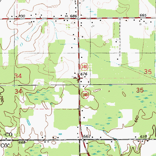 Topographic Map of Emmanuel Home Cemetery, MI