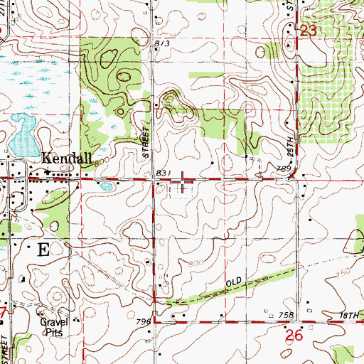 Topographic Map of Kendall Cemetery, MI