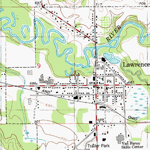 Topographic Map of Lawrence Village Cemetery, MI