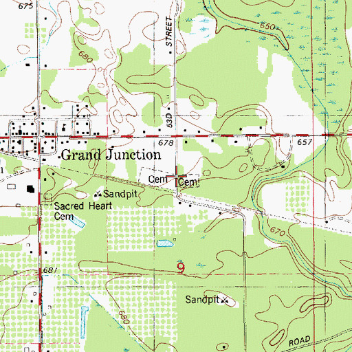 Topographic Map of Grand Junction Cemetery, MI