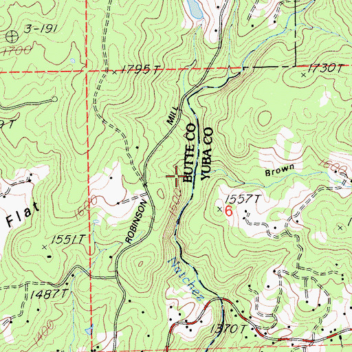 Topographic Map of Brown Ravine, CA