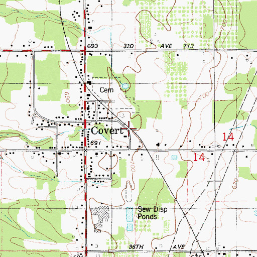 Topographic Map of Covert Station (historical), MI