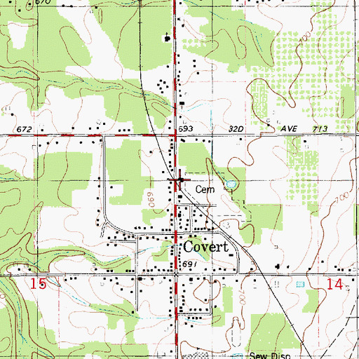Topographic Map of Gospel Tabernacle Baptist Church, MI