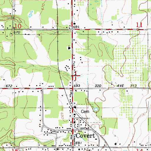 Topographic Map of First Baptist Church, MI