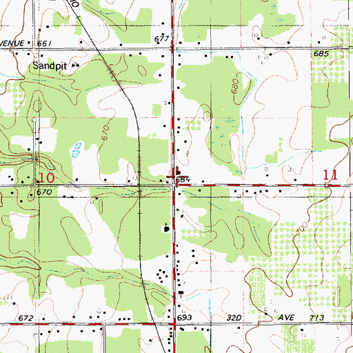 Topographic Map of Covert Community Church, MI