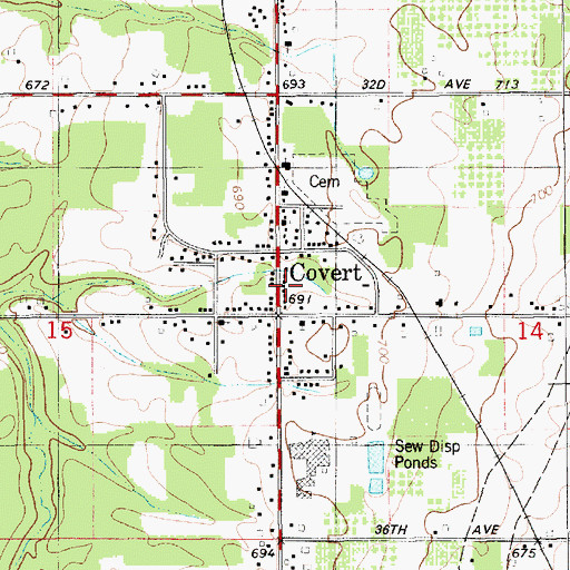 Topographic Map of Covert Historical Museum, MI