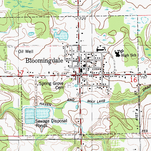 Topographic Map of Bloomingdale Station (historical), MI