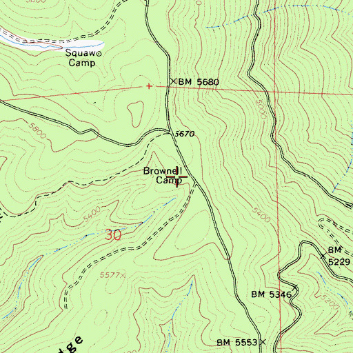 Topographic Map of Brownell Camp, CA