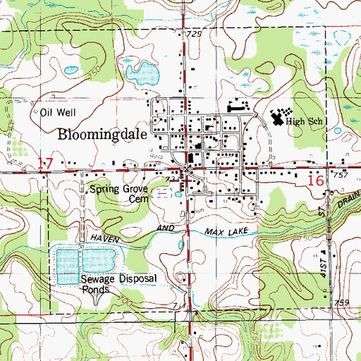 Topographic Map of Bloomingdale Museum, MI