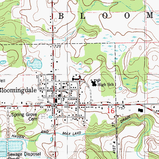 Topographic Map of Bloomingdale Elementary School, MI