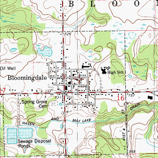 Topographic Map of Bloomingdale Christian Church, MI