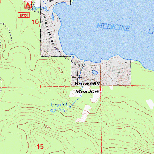 Topographic Map of Brownell Meadow, CA