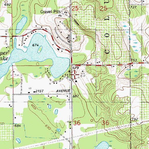 Topographic Map of Jeptha Lake Golf Course, MI
