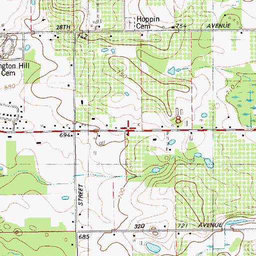Topographic Map of Bangor Baptist Church, MI