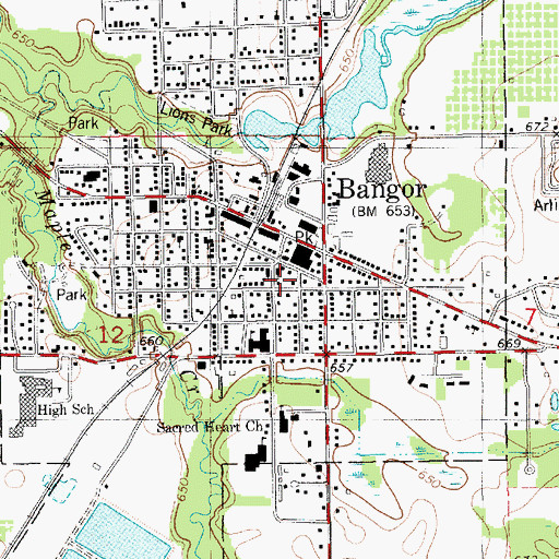 Topographic Map of First Congregational Church, MI