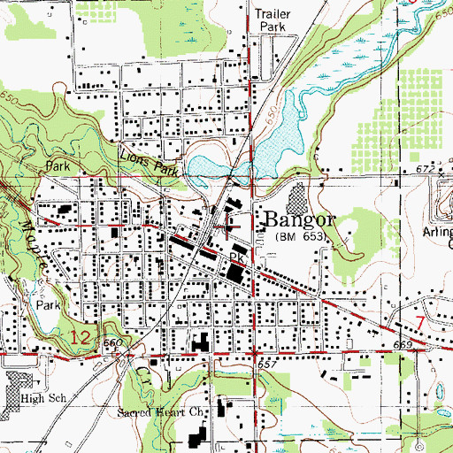 Topographic Map of Bangor Police Department, MI