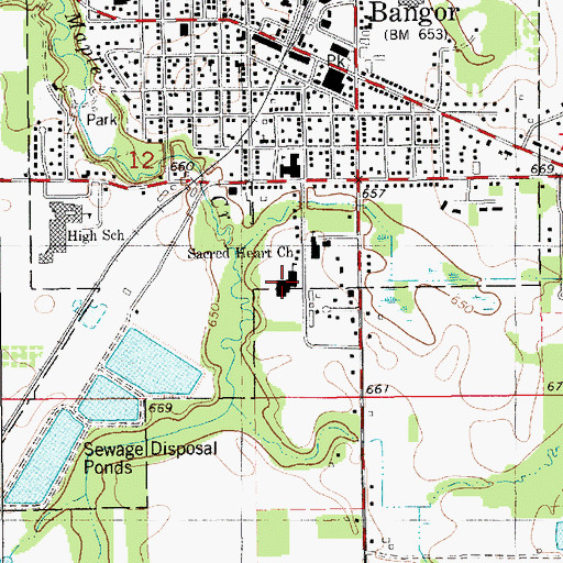 Topographic Map of Bangor South Walnut Elementary School, MI