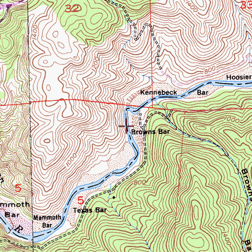 Topographic Map of Browns Bar, CA