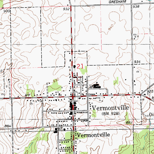 Topographic Map of Vermontville Bible Church, MI