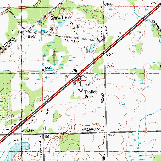 Topographic Map of Hi-Way Mobile Haven, MI