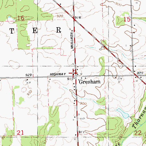 Topographic Map of Gresham United Methodist Church, MI