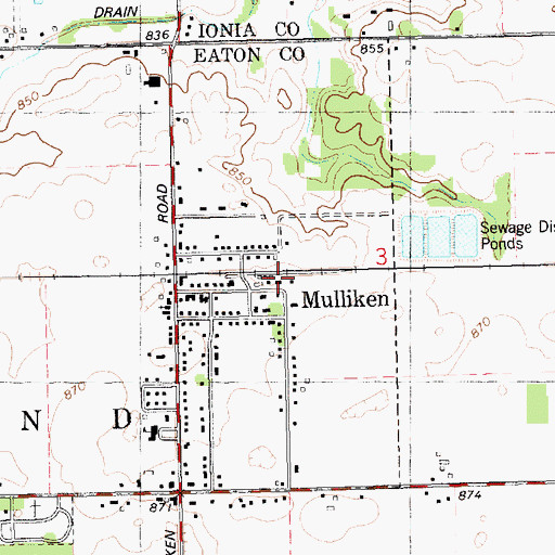 Topographic Map of Mulliken Station, MI