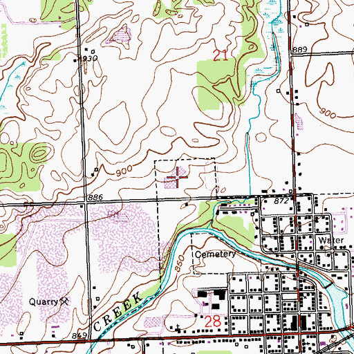 Topographic Map of Bellevue High School, MI
