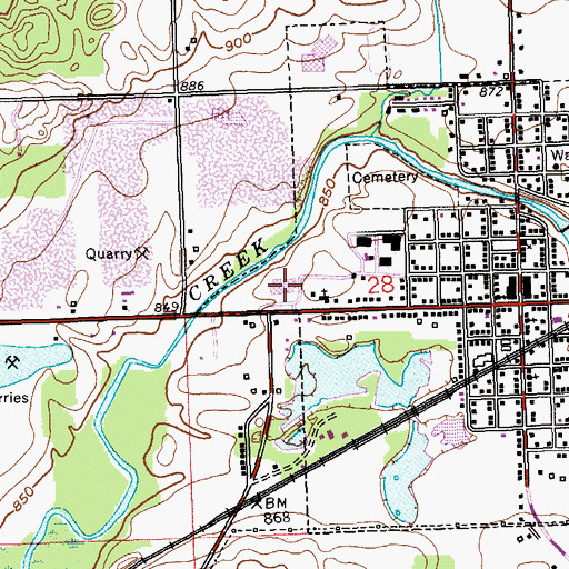 Topographic Map of Bellevue Middle School, MI