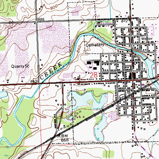 Topographic Map of Bellevue Christian Center, MI