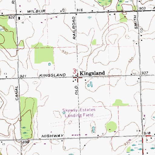 Topographic Map of Kingsland Post Office (historical), MI