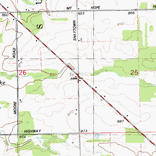 Topographic Map of Shaytown Post Office (historical), MI