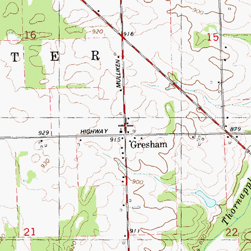 Topographic Map of Gresham Post Office (historical), MI