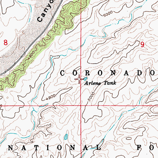 Topographic Map of Arlene Tank, AZ
