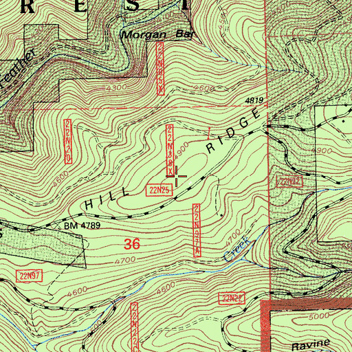 Topographic Map of Browns Hill Ridge, CA