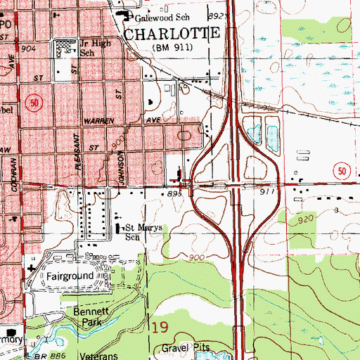 Topographic Map of Crossroads Church of the United Brethren, MI