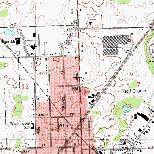 Topographic Map of Calvary Baptist Church, MI