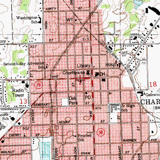 Topographic Map of First Congregational Church, MI