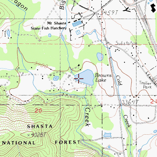 Topographic Map of Browns Lake, CA