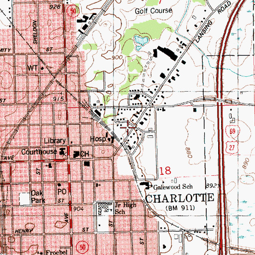 Topographic Map of Charlotte Medical Group, MI