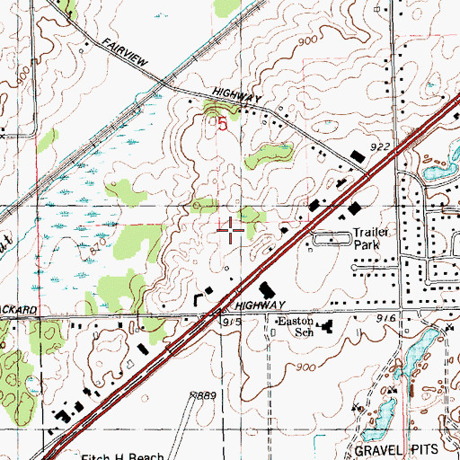 Topographic Map of Meadows Mobile Home Park, MI
