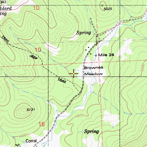Topographic Map of Brownes Meadow, CA