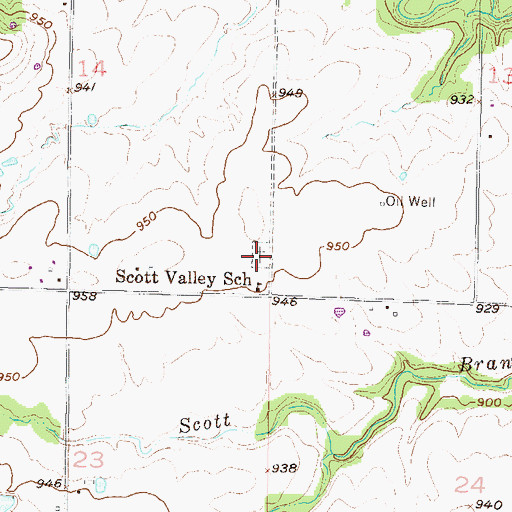 Topographic Map of Scotts Valley Cemetery, KS