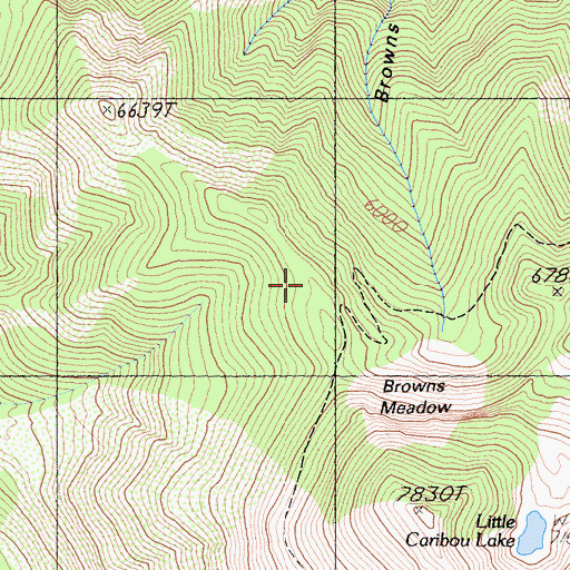 Topographic Map of Browns Meadow, CA