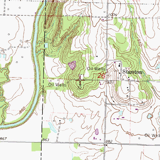 Topographic Map of Stanton Cemetery, KS