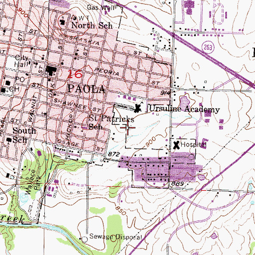 Topographic Map of Ursula Cemetery, KS