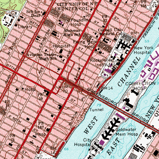 Topographic Map of First Avenue Screening Room (historical), NY